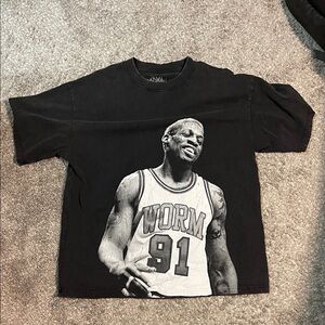 Black Graphic T-Shirt with Basketball Print